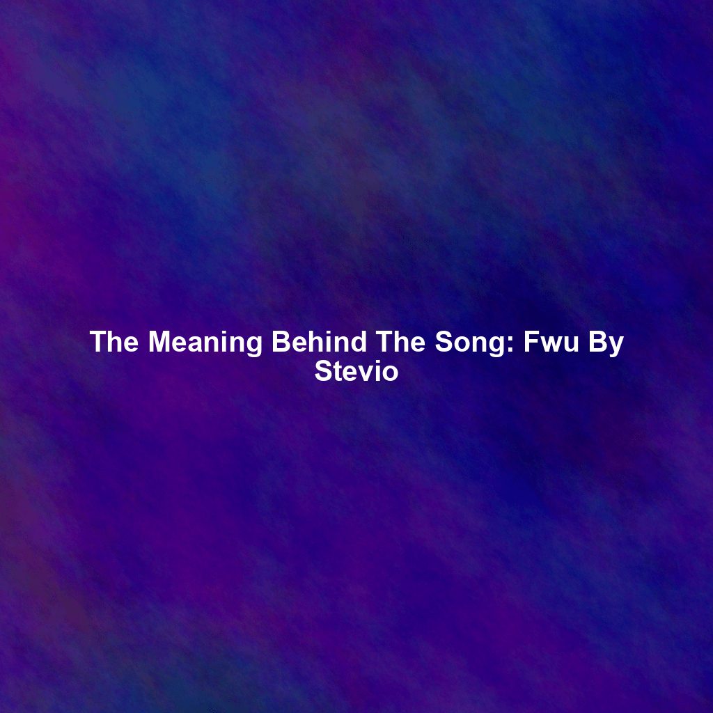 The Meaning Behind The Song: Fwu By Stevio