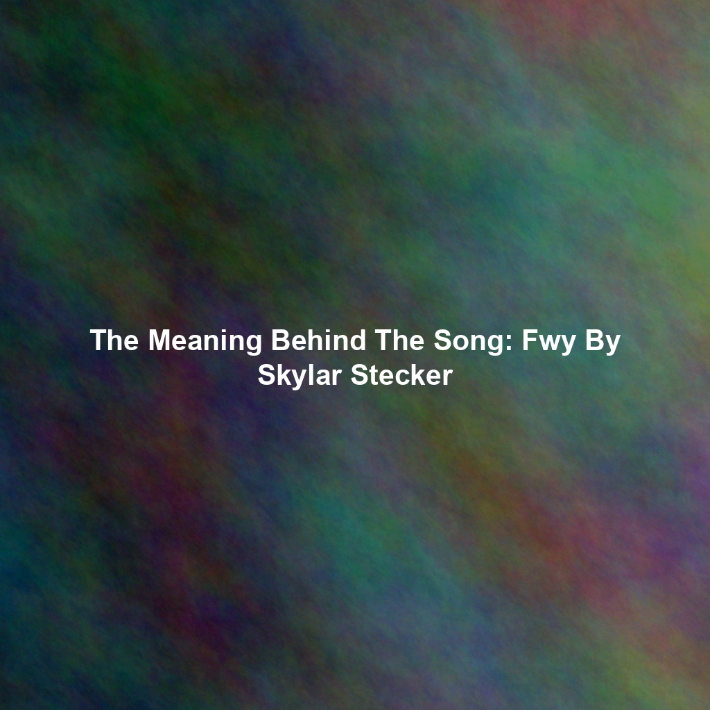The Meaning Behind The Song: Fwy By Skylar Stecker