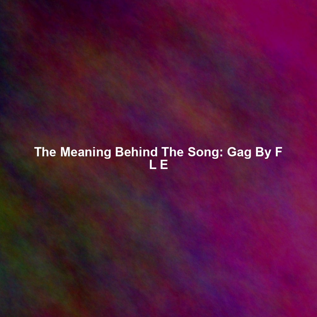 The Meaning Behind The Song: Gag By F L E