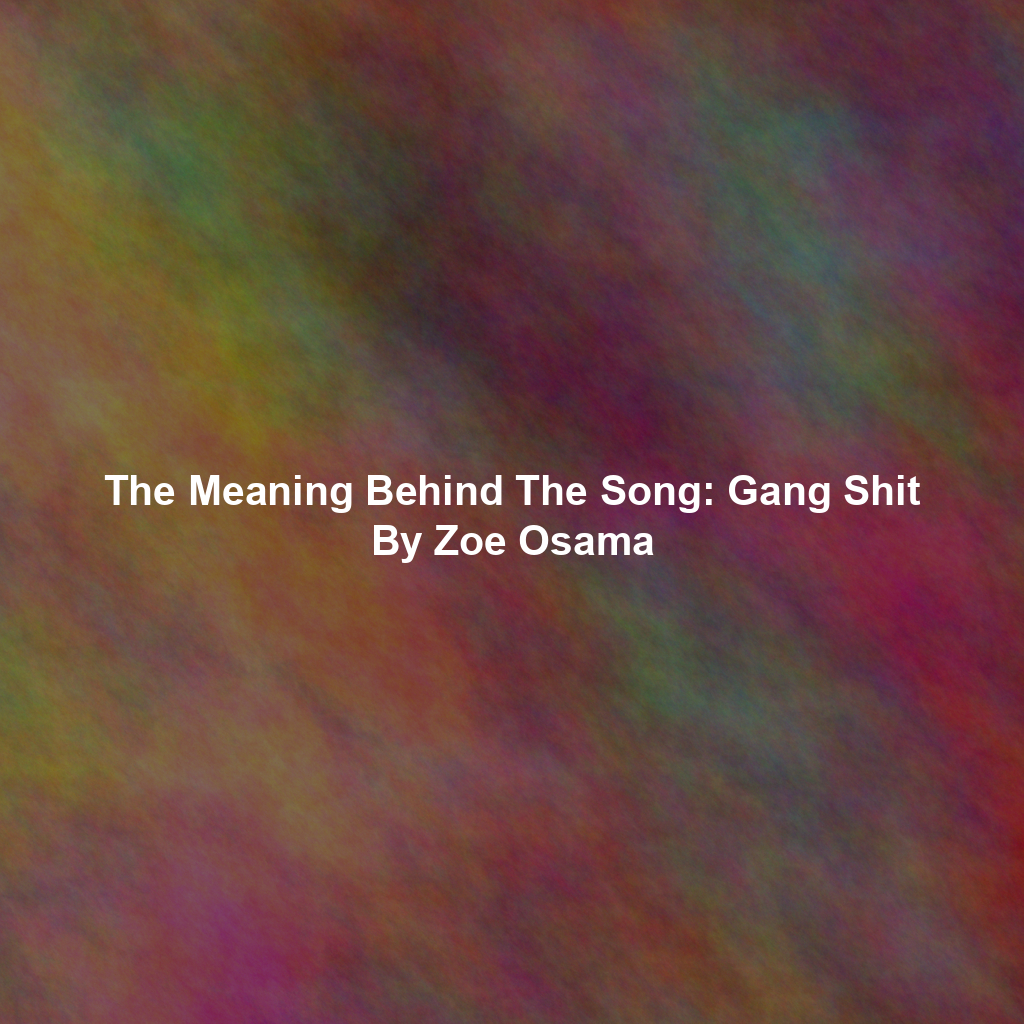 The Meaning Behind The Song: Gang Shit By Zoe Osama