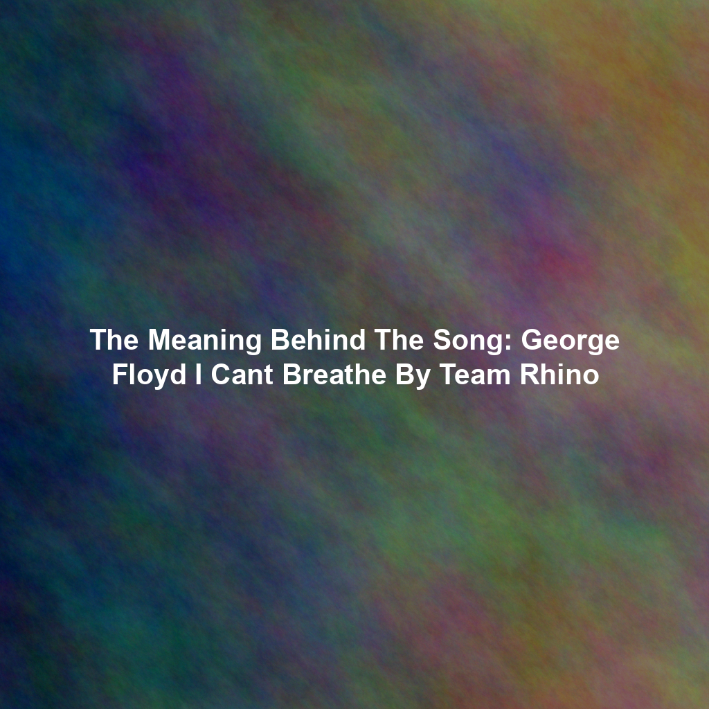 The Meaning Behind The Song: George Floyd I Cant Breathe By Team Rhino