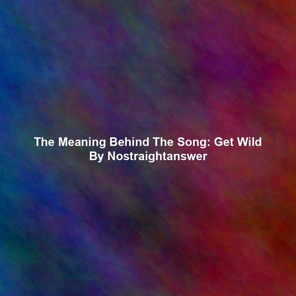 The Meaning Behind The Song: Get Wild By Nostraightanswer