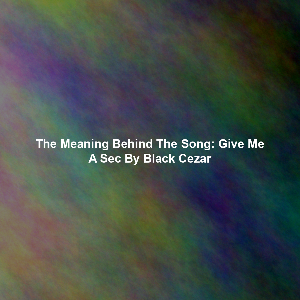 The Meaning Behind The Song: Give Me A Sec By Black Cezar