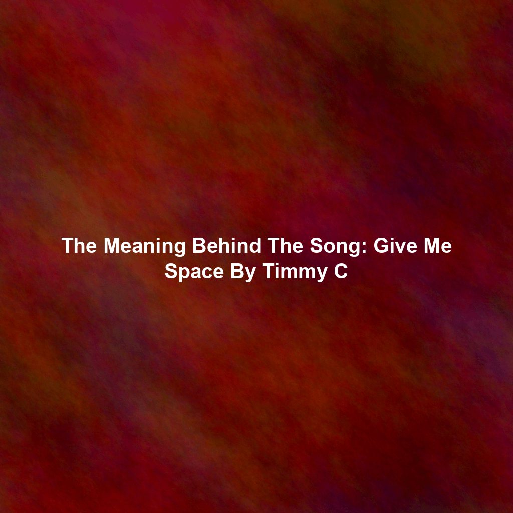 The Meaning Behind The Song: Give Me Space By Timmy C