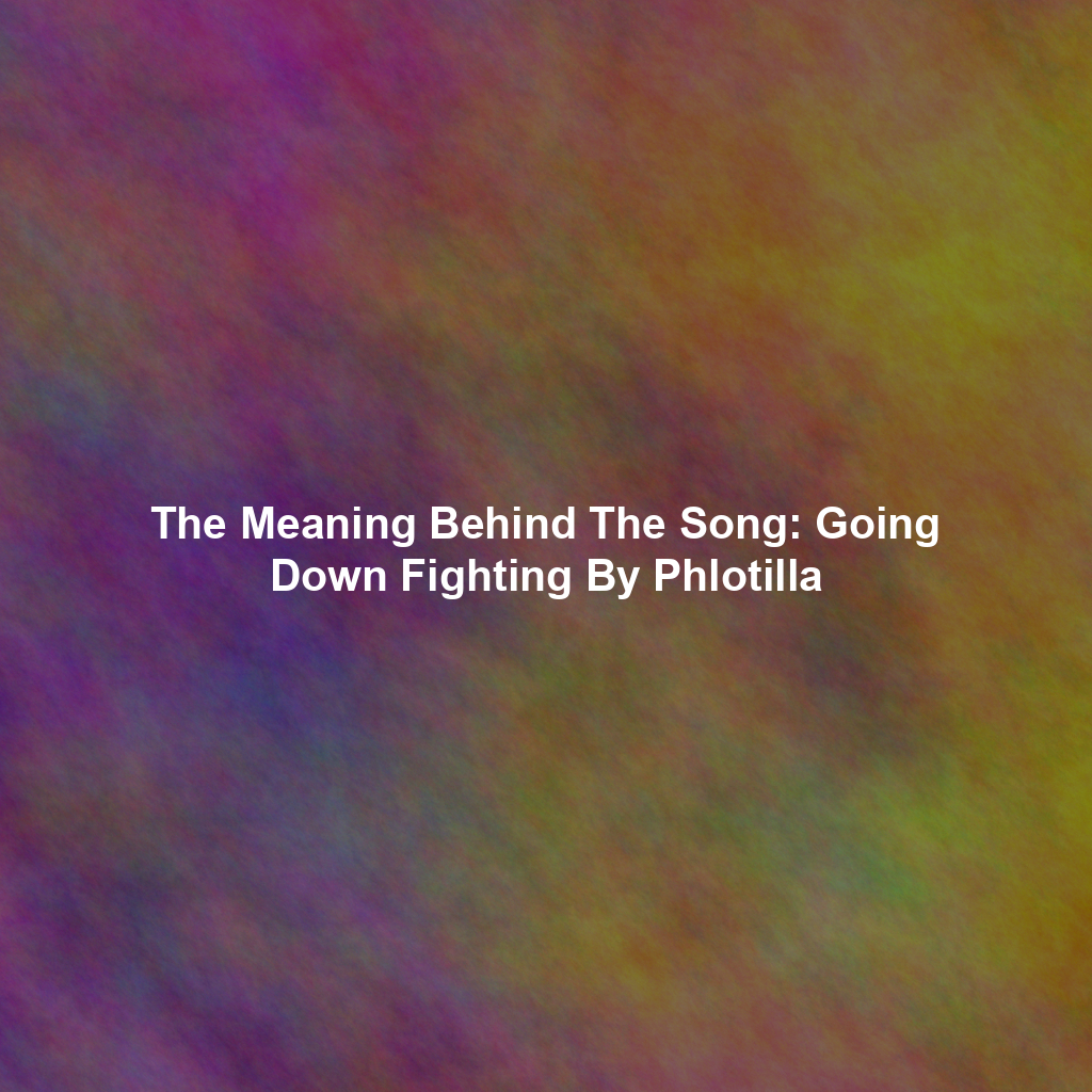 The Meaning Behind The Song: Going Down Fighting By Phlotilla