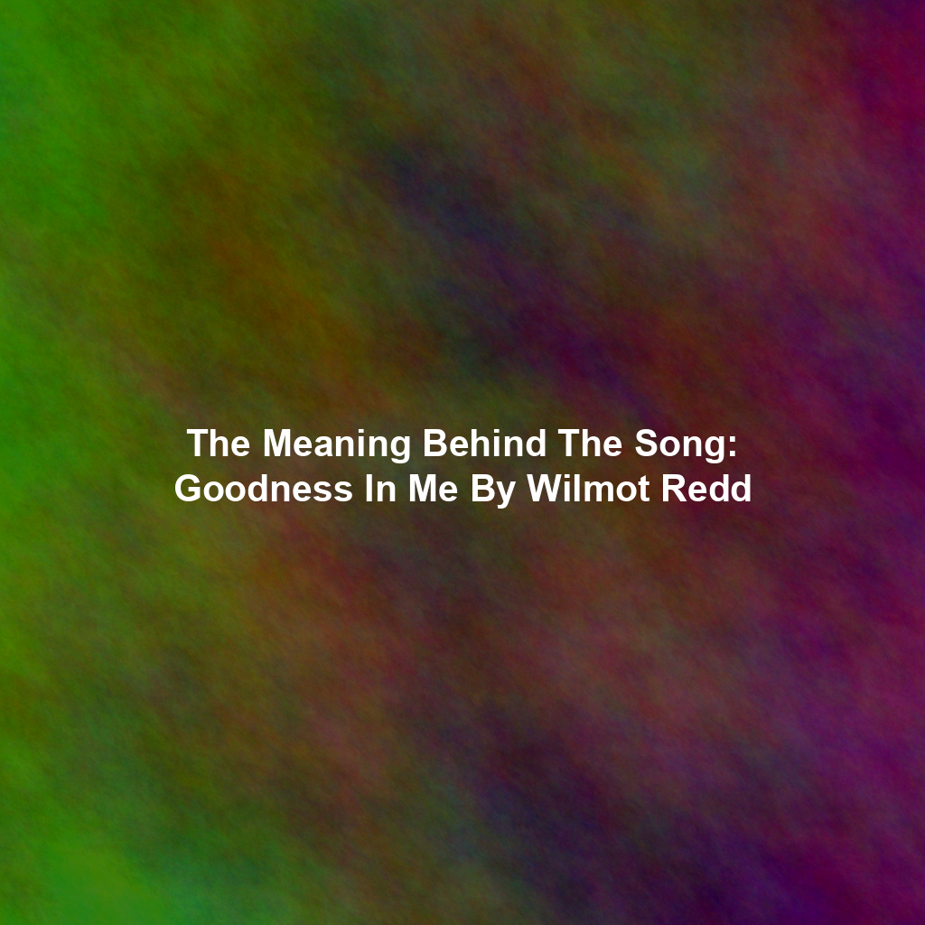 The Meaning Behind The Song: Goodness In Me By Wilmot Redd