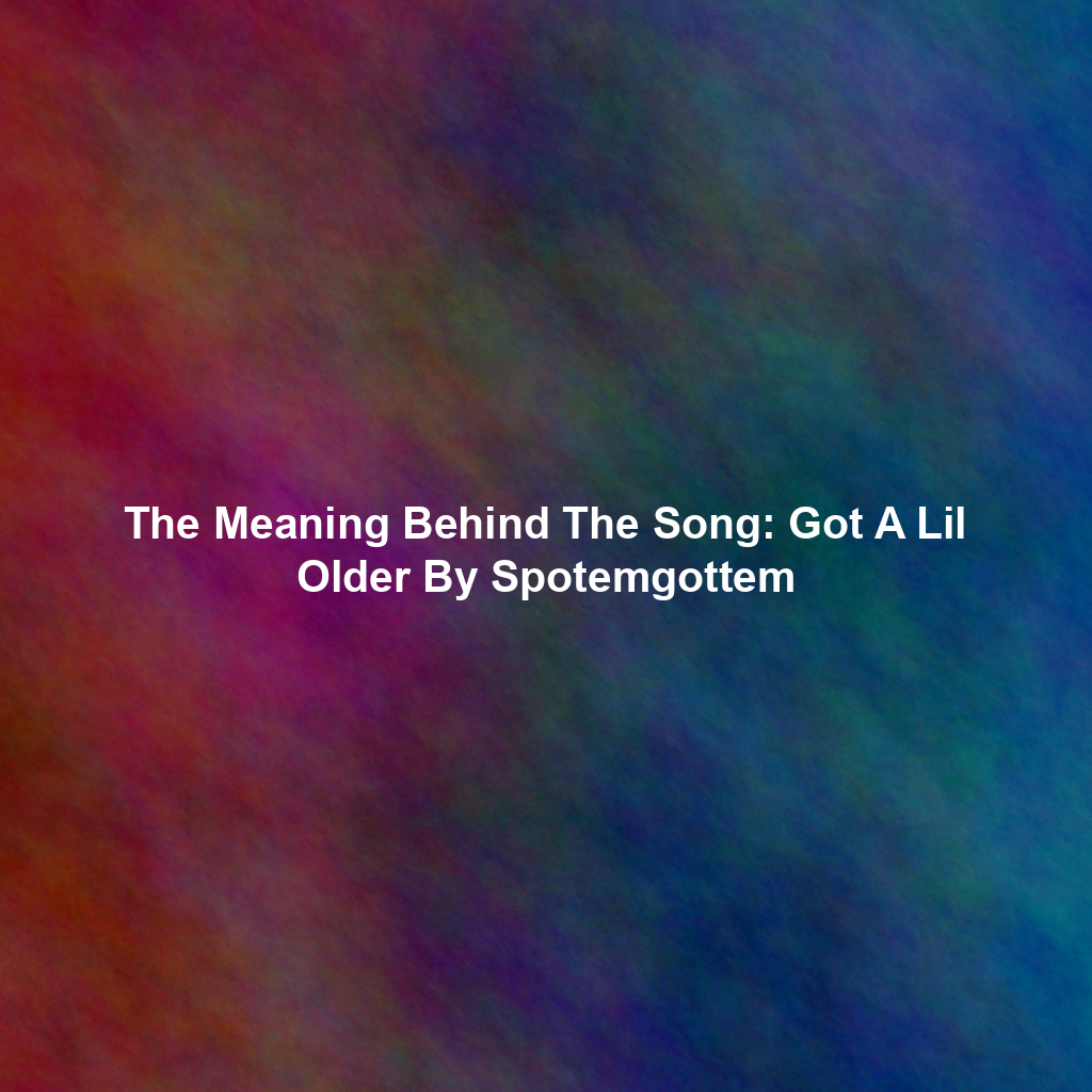 The Meaning Behind The Song: Got A Lil Older By Spotemgottem