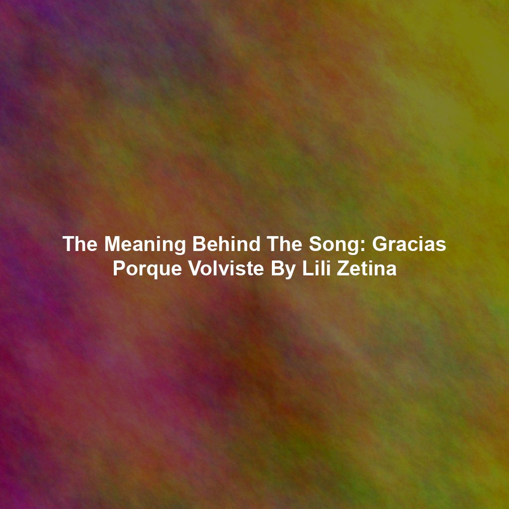 The Meaning Behind The Song: Gracias Porque Volviste By Lili Zetina