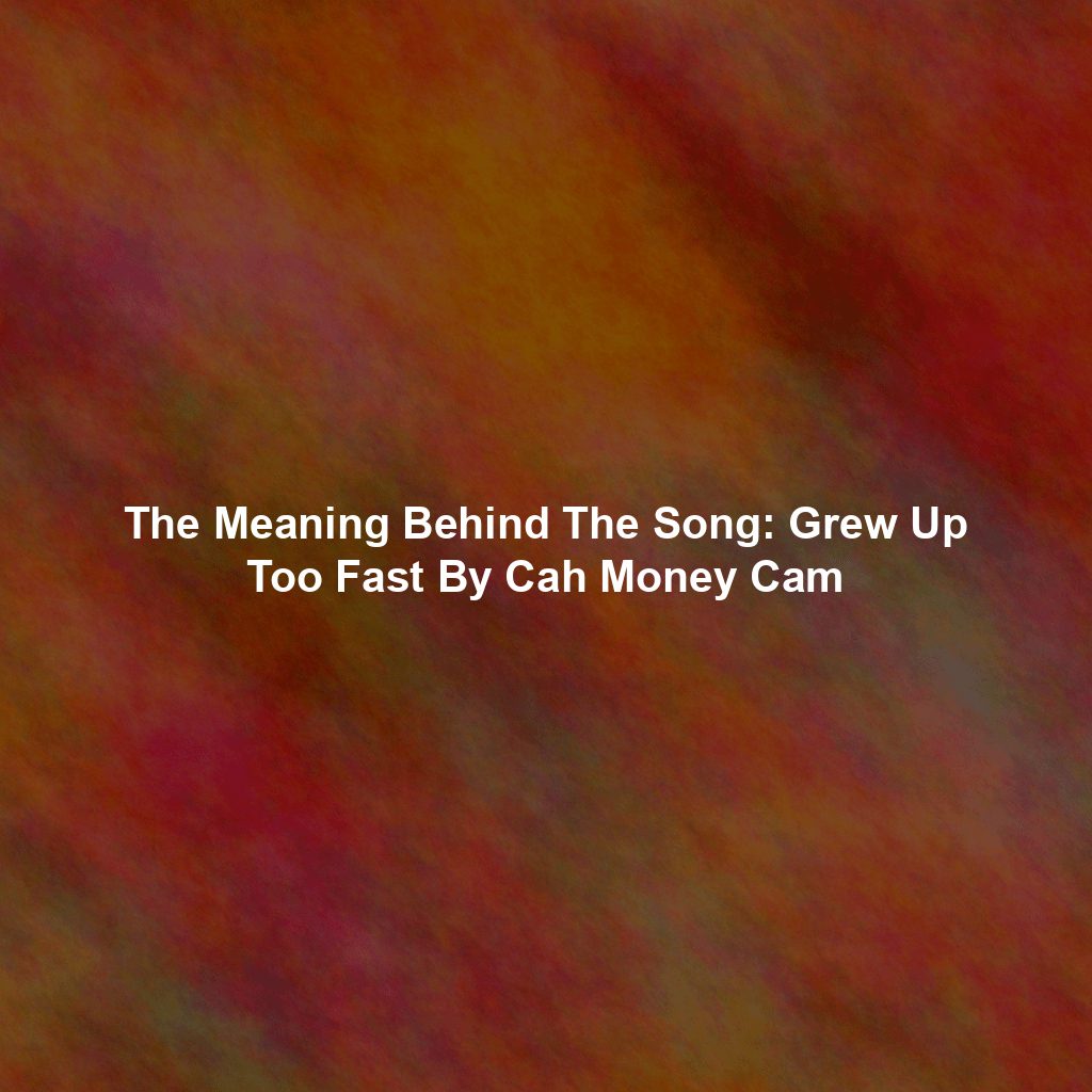 The Meaning Behind The Song: Grew Up Too Fast By Cah Money Cam