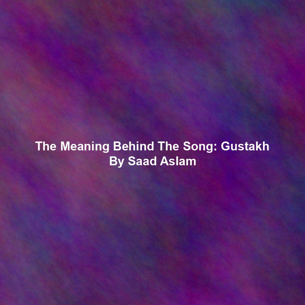 The Meaning Behind The Song: Gustakh By Saad Aslam