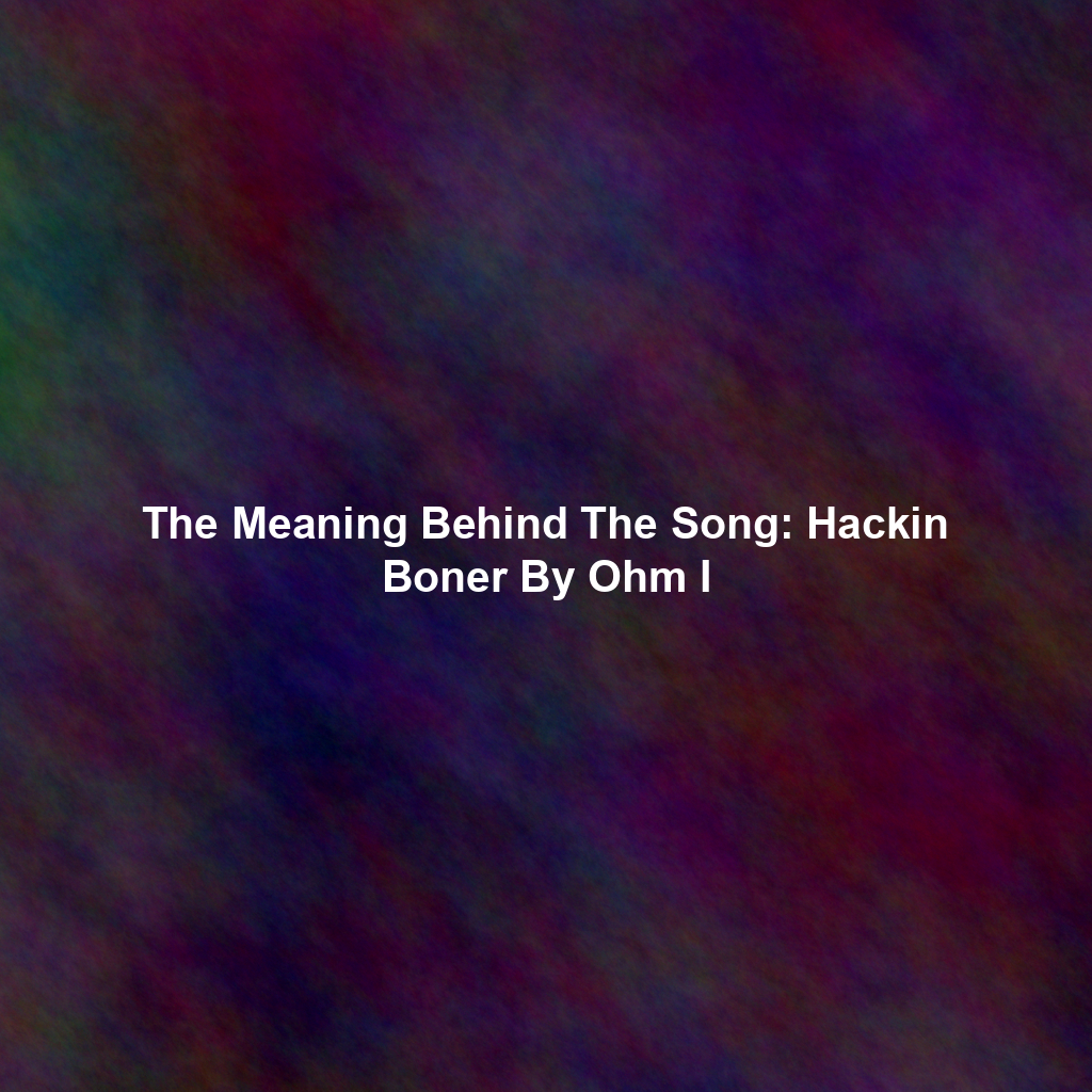 The Meaning Behind The Song: Hackin Boner By Ohm I