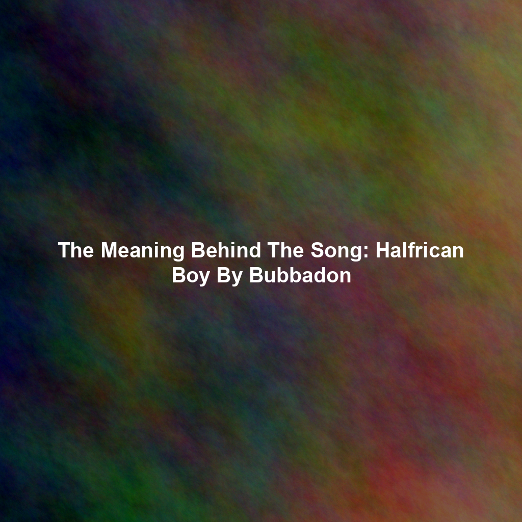 The Meaning Behind The Song: Halfrican Boy By Bubbadon