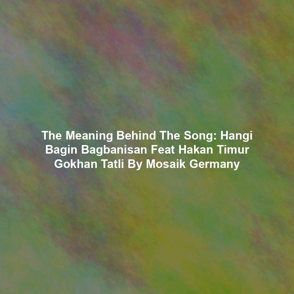 The Meaning Behind The Song: Hangi Bagin Bagbanisan Feat Hakan Timur Gokhan Tatli By Mosaik Germany