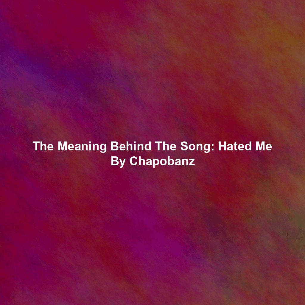 The Meaning Behind The Song: Hated Me By Chapobanz