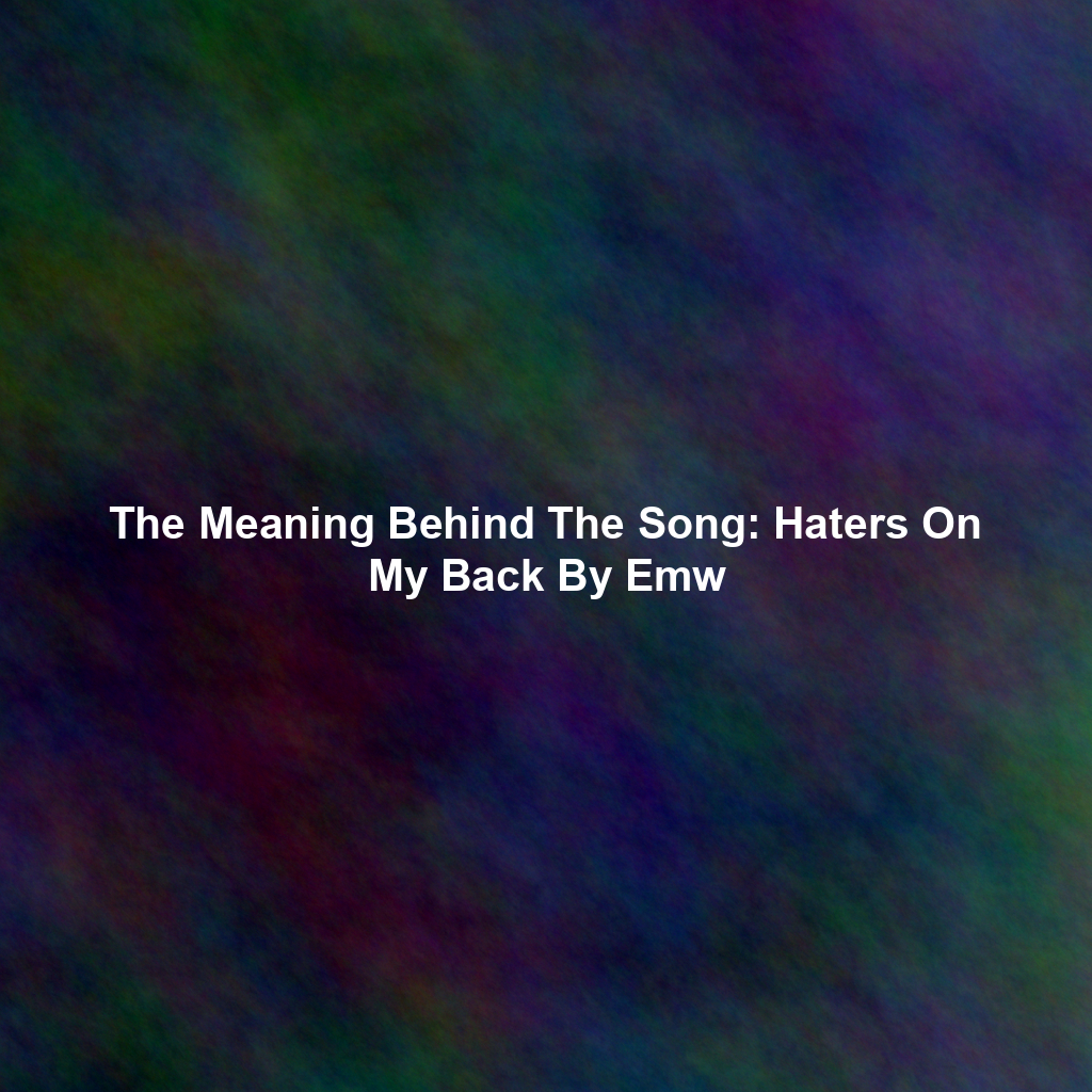The Meaning Behind The Song: Haters On My Back By Emw