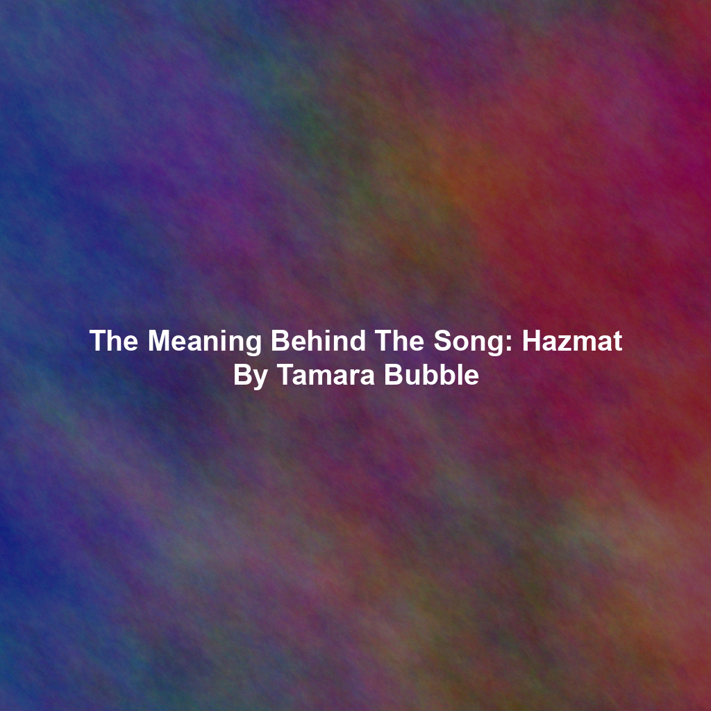 The Meaning Behind The Song: Hazmat By Tamara Bubble
