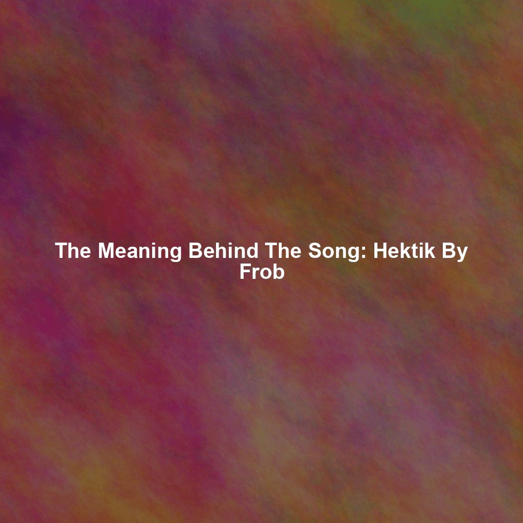 The Meaning Behind The Song: Hektik By Frob