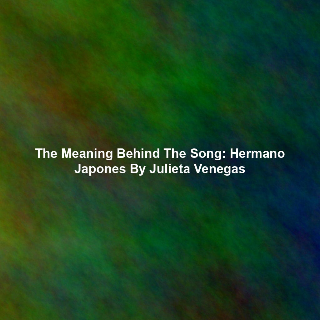 The Meaning Behind The Song: Hermano Japones By Julieta Venegas