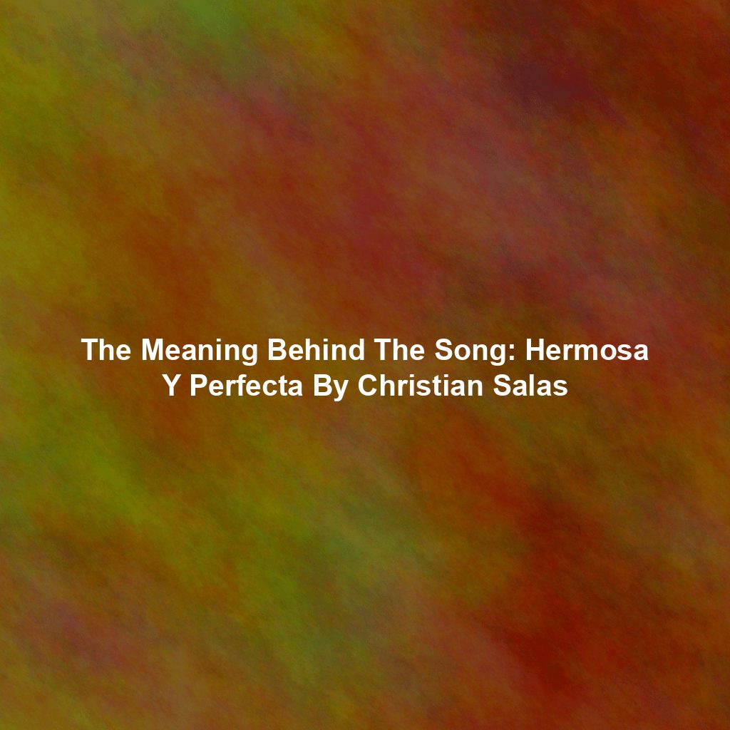 The Meaning Behind The Song: Hermosa Y Perfecta By Christian Salas