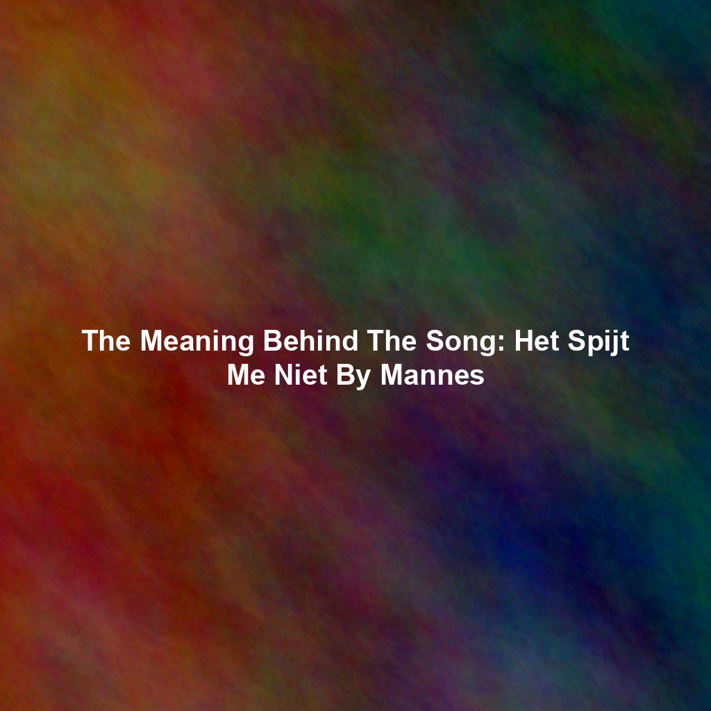 The Meaning Behind The Song: Het Spijt Me Niet By Mannes