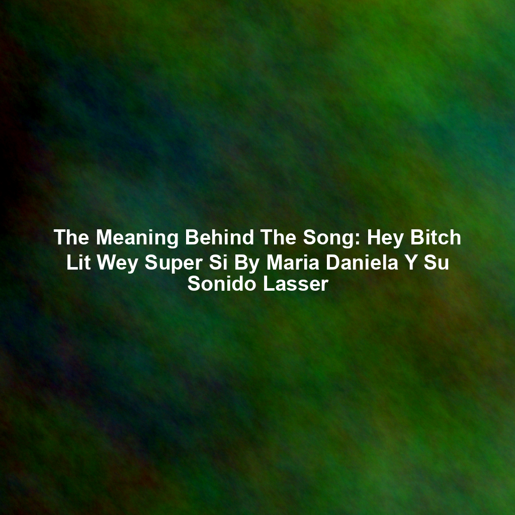 The Meaning Behind The Song: Hey Bitch Lit Wey Super Si By Maria Daniela Y Su Sonido Lasser