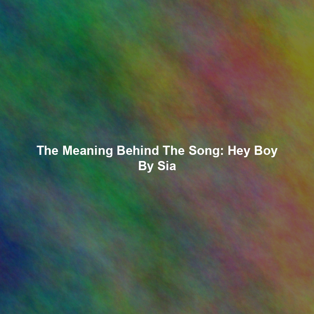 The Meaning Behind The Song: Hey Boy By Sia
