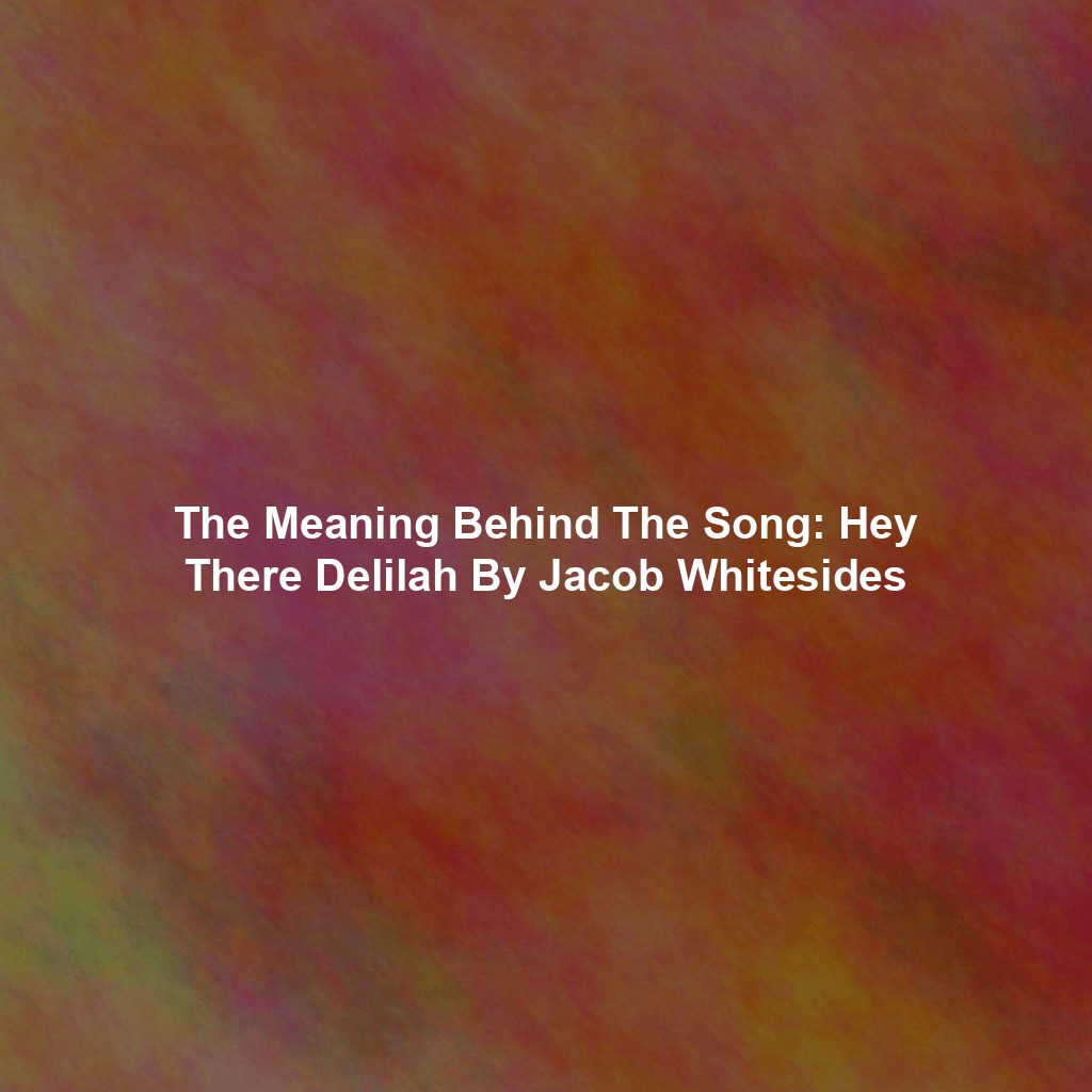 The Meaning Behind The Song: Hey There Delilah By Jacob Whitesides