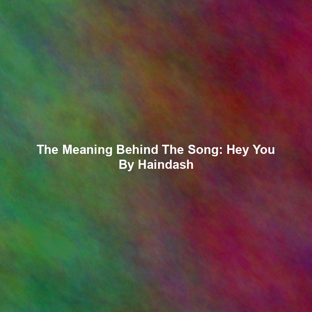 The Meaning Behind The Song: Hey You By Haindash