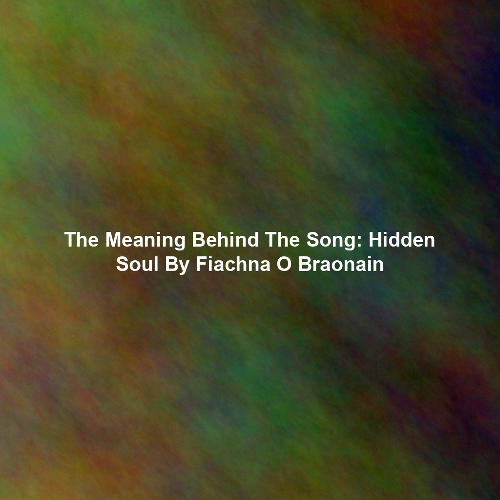 The Meaning Behind The Song: Hidden Soul By Fiachna O Braonain