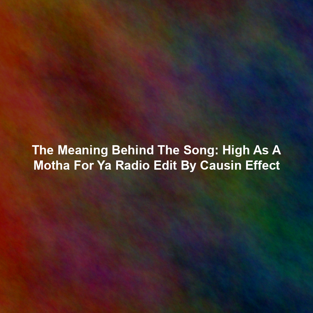 The Meaning Behind The Song: High As A Motha For Ya Radio Edit By Causin Effect
