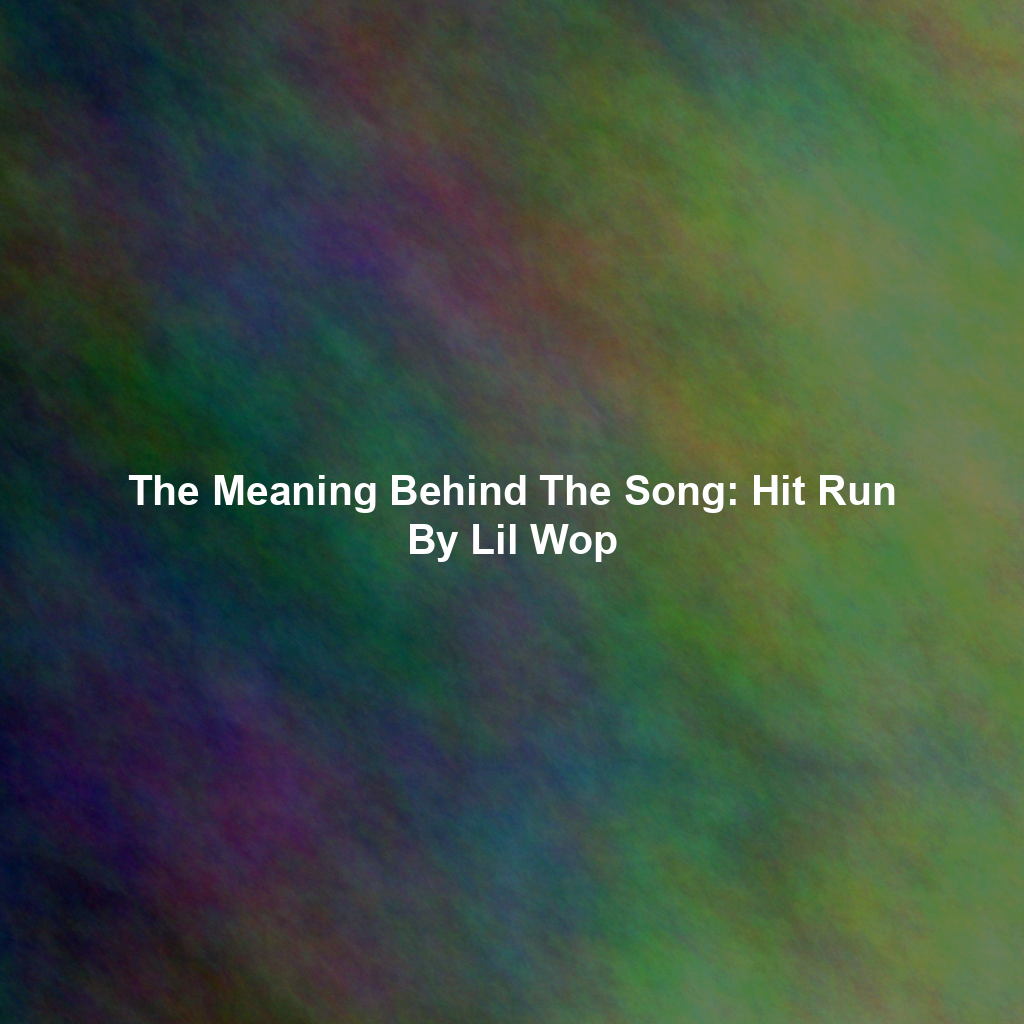 The Meaning Behind The Song: Hit Run By Lil Wop