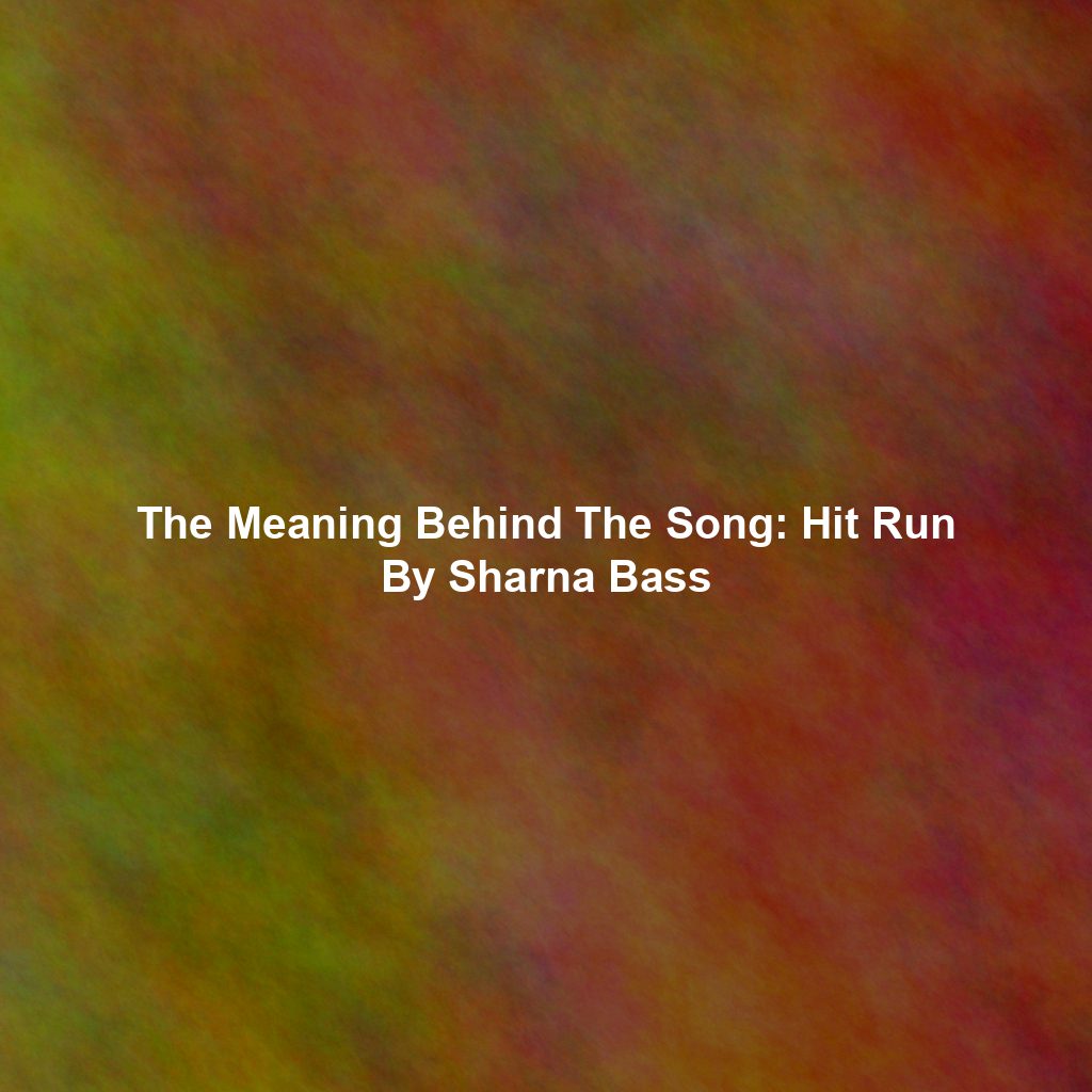 The Meaning Behind The Song: Hit Run By Sharna Bass