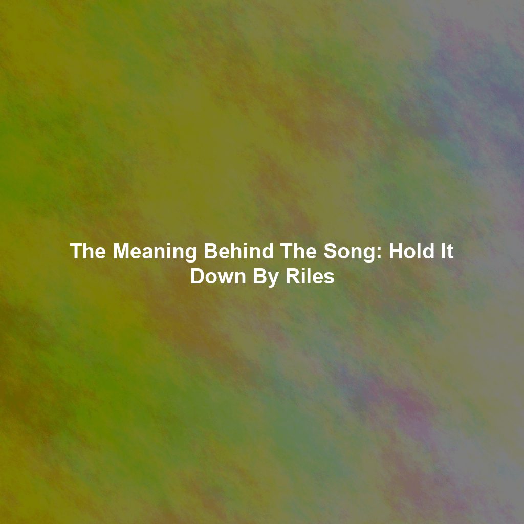 The Meaning Behind The Song: Hold It Down By Riles