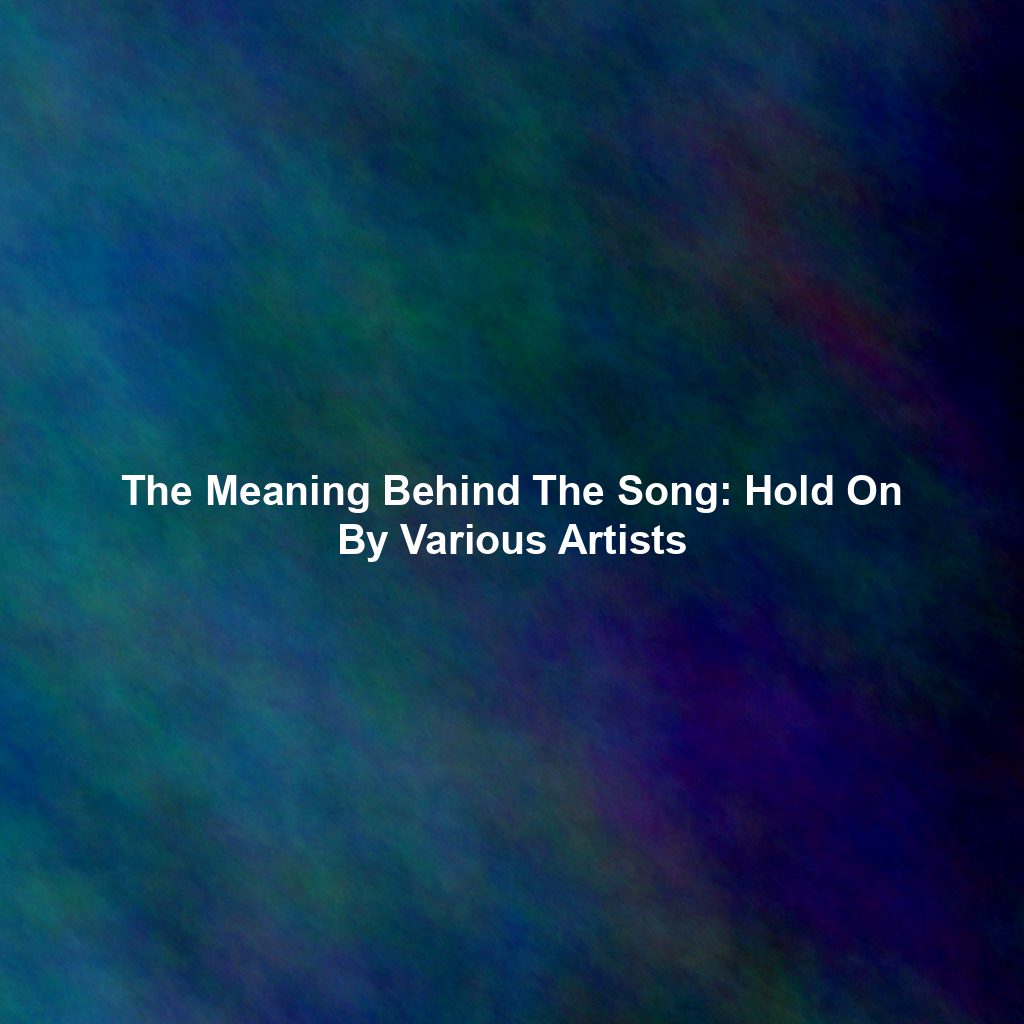 The Meaning Behind The Song: Hold On By Various Artists