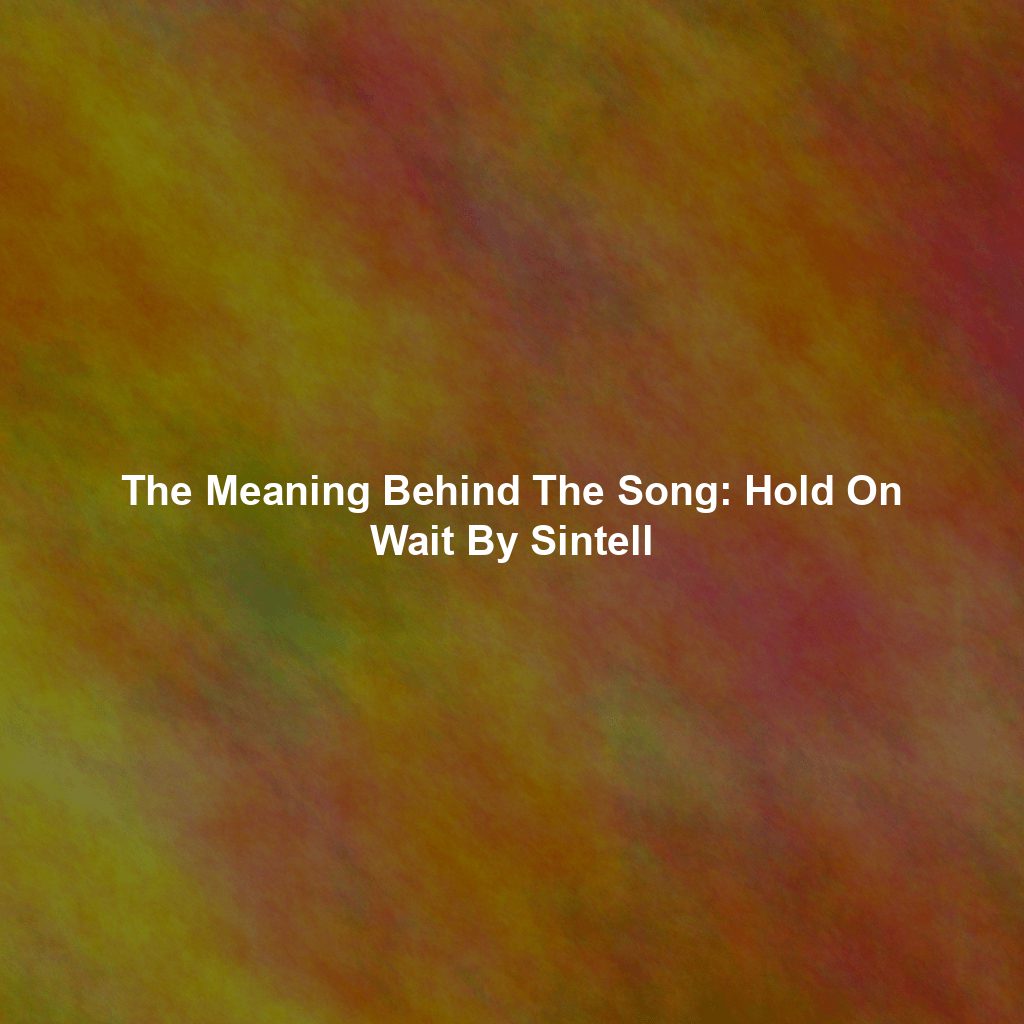 The Meaning Behind The Song: Hold On Wait By Sintell