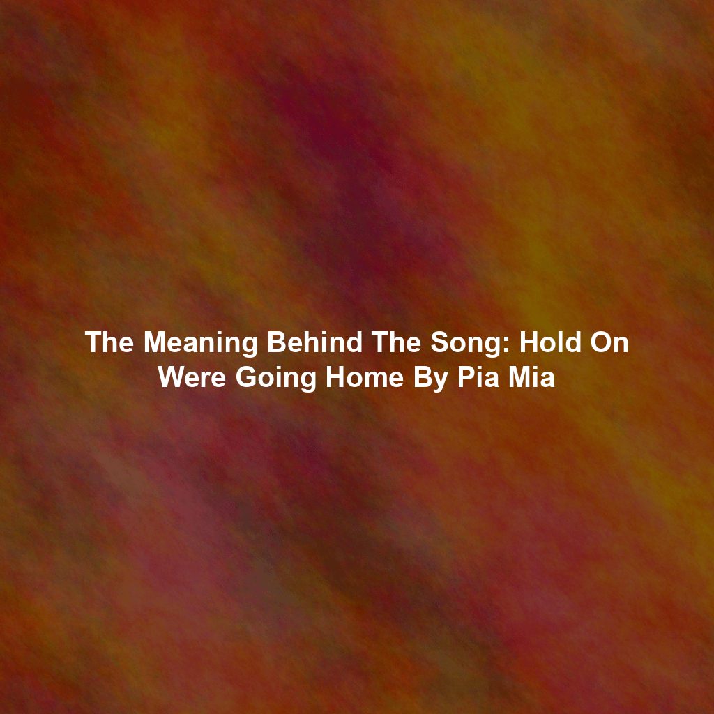 The Meaning Behind The Song: Hold On Were Going Home By Pia Mia