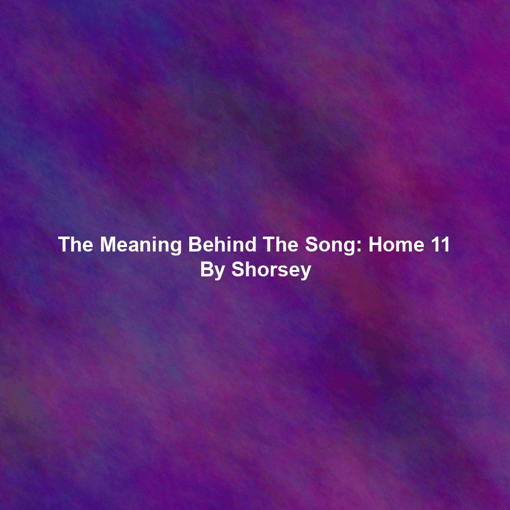 The Meaning Behind The Song: Home 11 By Shorsey