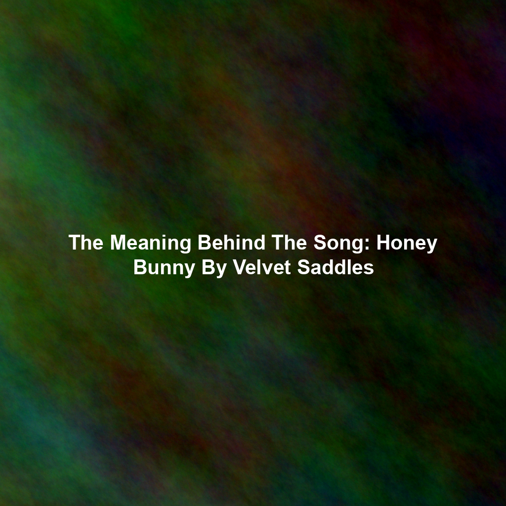 The Meaning Behind The Song: Honey Bunny By Velvet Saddles