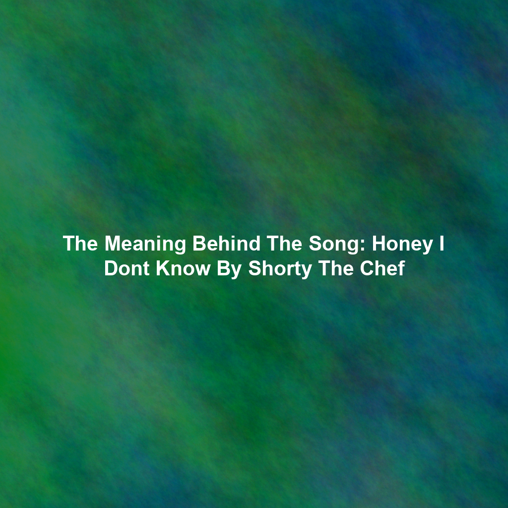 The Meaning Behind The Song: Honey I Dont Know By Shorty The Chef
