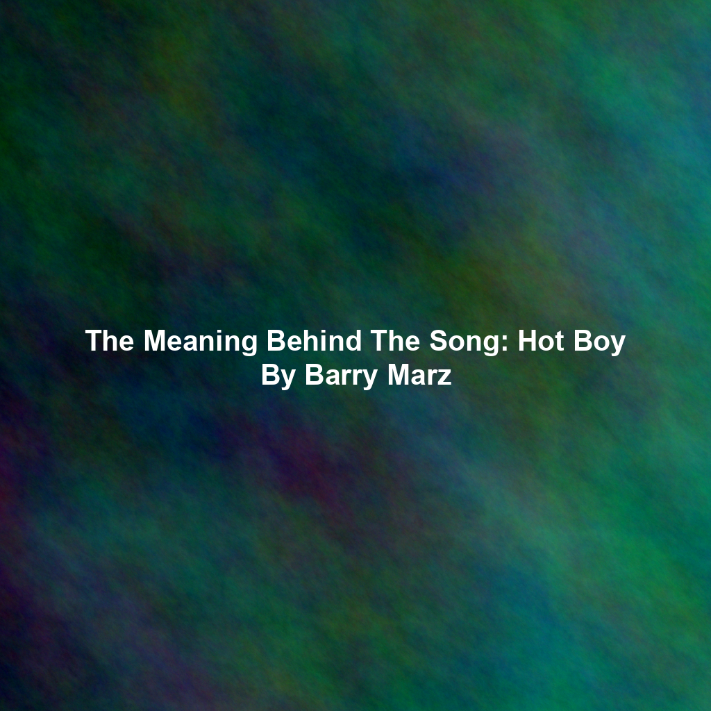 The Meaning Behind The Song: Hot Boy By Barry Marz